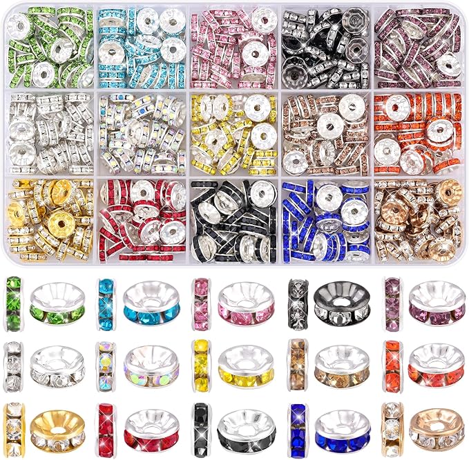 450 pcs 10mm Spacer Beads for Jewelry Making | Rondelle Bead Spacers Bulk by TINKRSTUFF