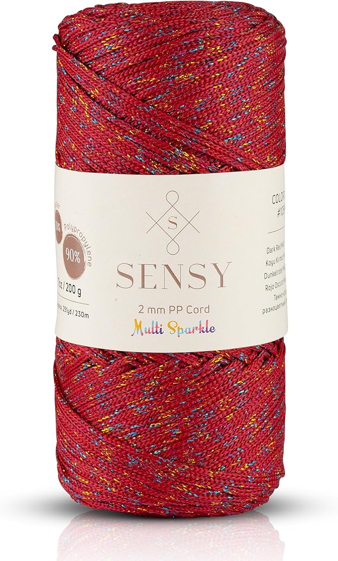 Sensy Premium 2mm 251 Yards Sparkle Polyester Rope 90% Polypropylene 10% by SSENSY