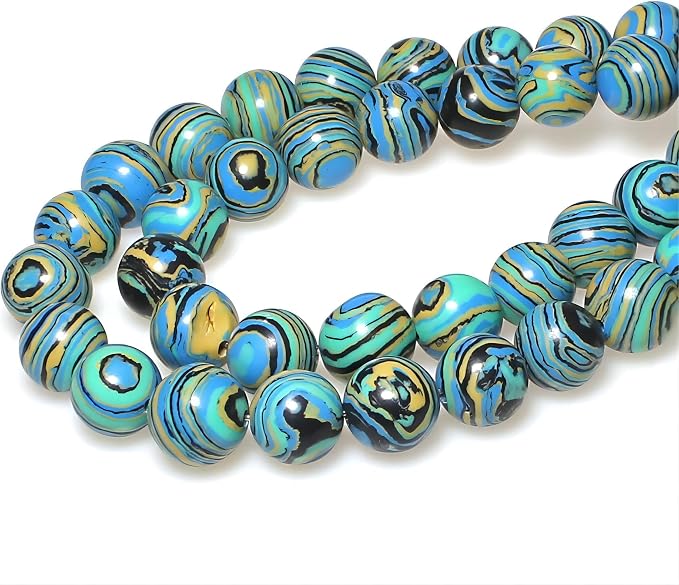 MJDCB Synthesis Colour Malachite Beads Beautiful Fashion Round Stone Beads - Image 3