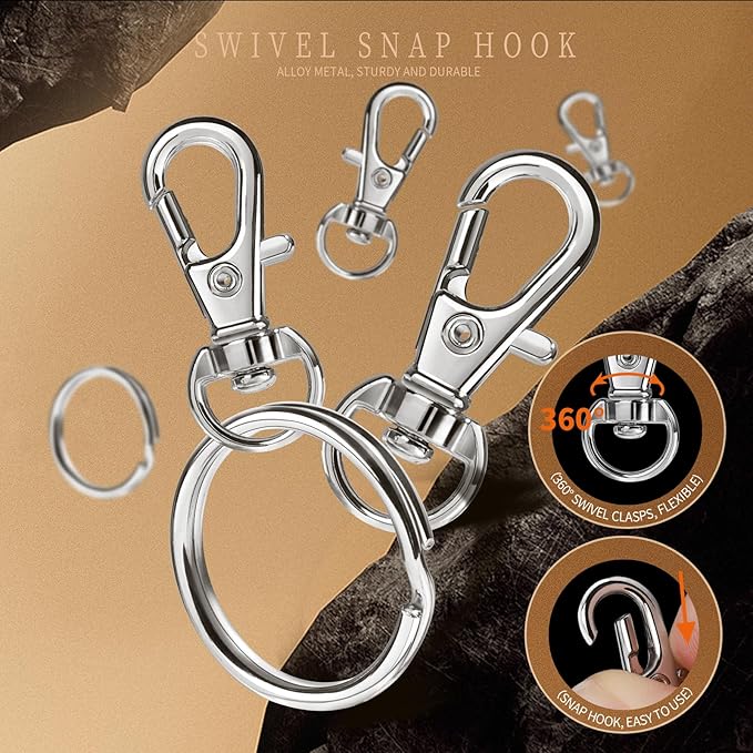 LEOBRO 100PCS Keychain Clip and Key Ring, Lobster Claw Clasps, Key Chain Rings - Image 4