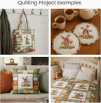 Patchwork Fabric Panel with Windmill Designs – 100% Cotton Satin, 6 Printed - Image 9