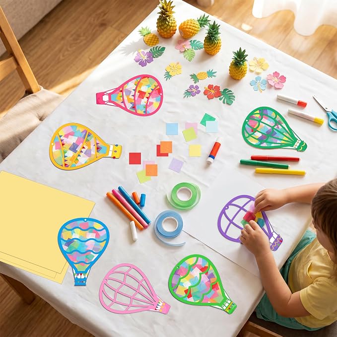 Renbuzhu 48PCS Back to School Crafts: Paper Hot Air Balloon Suncatchers DIY Kits - Image 3
