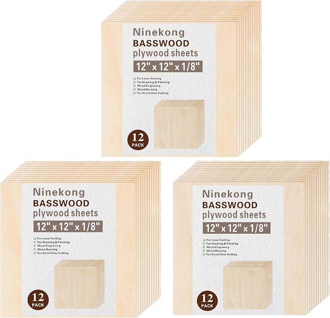 36 Pack Basswood Sheets 1/8 inch, 3mm Basswood by Unknown