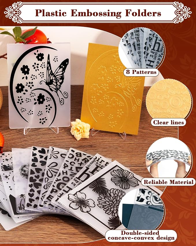 FIVEIZERO 8 Pcs Embossing Folders - Image 3