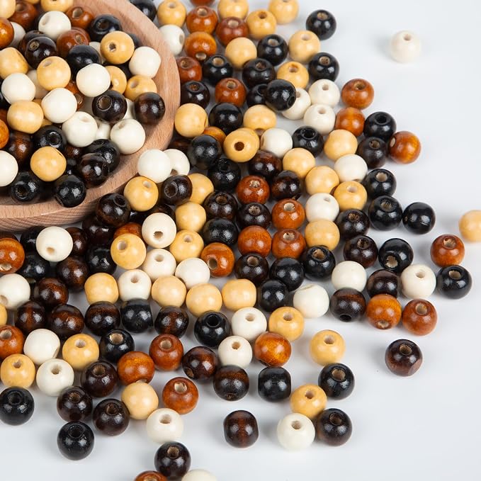 600pcs 10mm Wooden Beads for Jewelry Making, Large Hole Natural Wood Spacer - Image 6