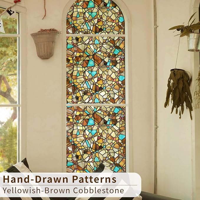 funlife Original Hand-Drawn Privacy Stained Glass Window Film, Single Sided - Image 5