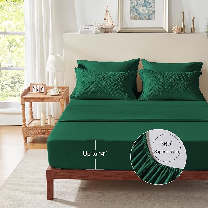 Zzlpp Full Comforter Set 7 pieces, Emerald Green Tufted Bed in a Bag - Image 7