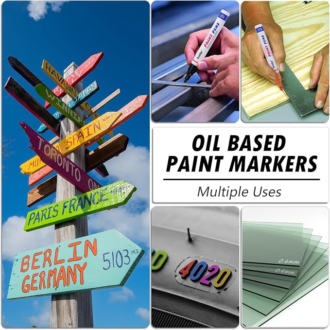 Red Paint Markers, 3 Pack Oil-Based Waterproof Quick Dry Permanent Paint Pen Set - Image 4