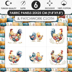 Farmhouse Chicken Patchwork Cotton Fabric Panel – 6 Designs + Bonus Patchwork - Image 3
