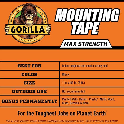 Gorilla Max Strength Mounting Tape, Reinforced Mesh Backing, Holds up to 45 lbs - Image 5