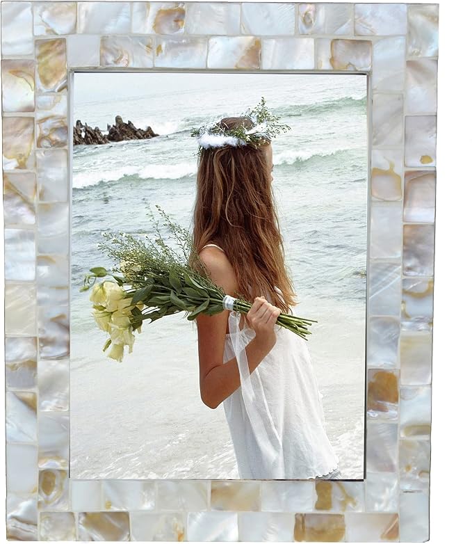 Mother of Pearl 6x8 Picture Frame White | Natural White Pearl, Wall Picture by GIFTME5