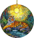 3D Effect Printed Tiger Christmas Acrylic Ornament, Majestic Tiger Ornaments by Unknown