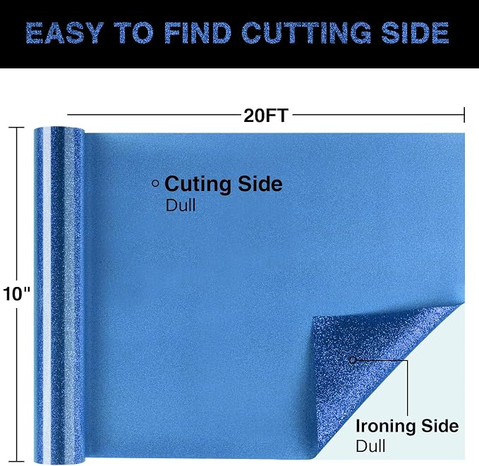 Blue Glitter HTV Heat Transfer Vinyl Roll 12inch x 20 ft - Image 2