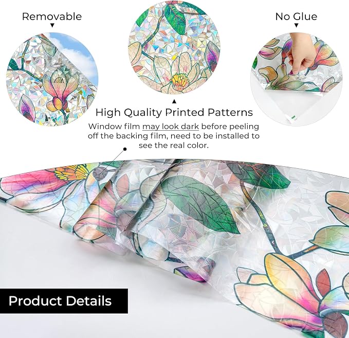 ADD.HERES Window Privacy Film, Stained Glass Decorative Static Cling, Removable - Image 3