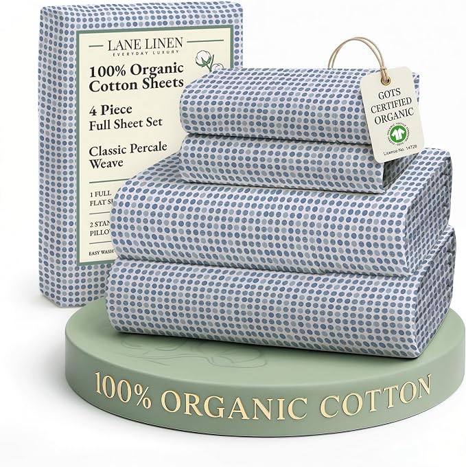 LANE LINEN 100% Organic Cotton Full Sheets Set Soft & Comfy Percale Long Staple by LaneLinen