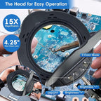 15X HD Magnifying Glass with Light, Hands-Free Desk Magnifier with 2-in-1 Base - Image 2