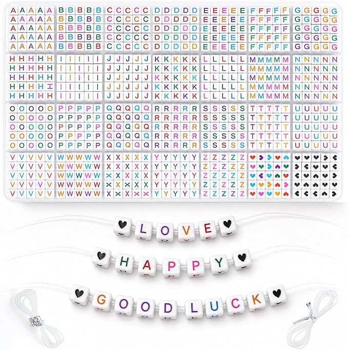 1400 PCS 6x6mm Cube Alphabet Letter Beads by artificialplants
