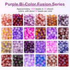 XSEINO About 1200+ pcs 6mm Glass Beads Bracelet Making Kit, 24 Assorted Purple - Image 3