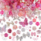 350 Pieces 3D Resin ABS Colorful Rose Flower Bows Butterfly Charms - Image 2