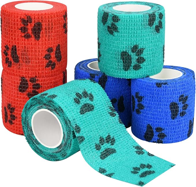 6pcs 2" Self Adhesive Bandage Wraps, Paw Prints B | by FGBNM