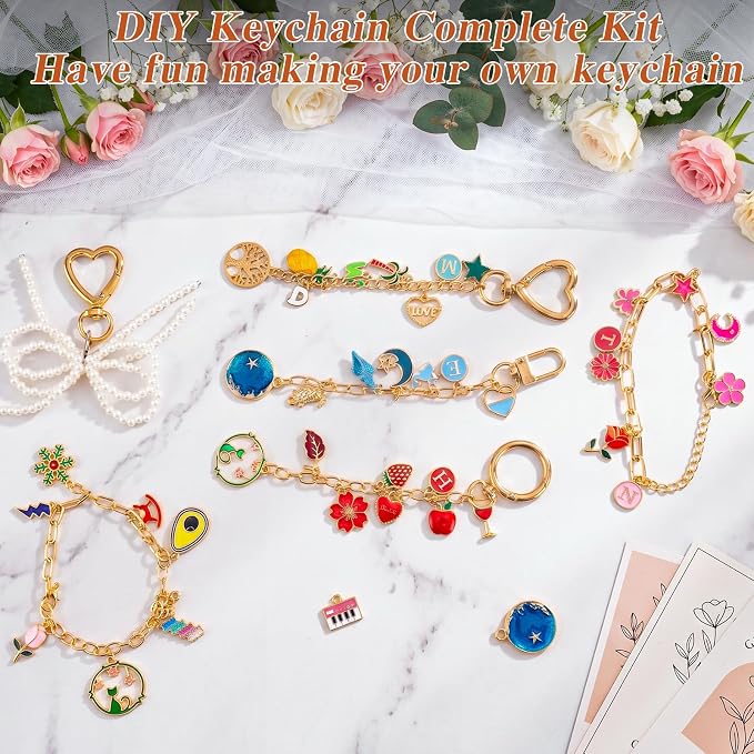 569Pcs Charms Lip Gloss Keychain Making Kit, Bracelet Making Kit, DIY Bag Charm - Image 6
