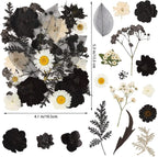 78 Pcs Black and White Dried Pressed Flowers - Image 2