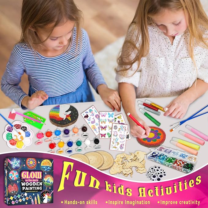 klmars Kids Wooden Painting Kit-Glow in The Dark-Arts & Crafts Gifts - Image 5