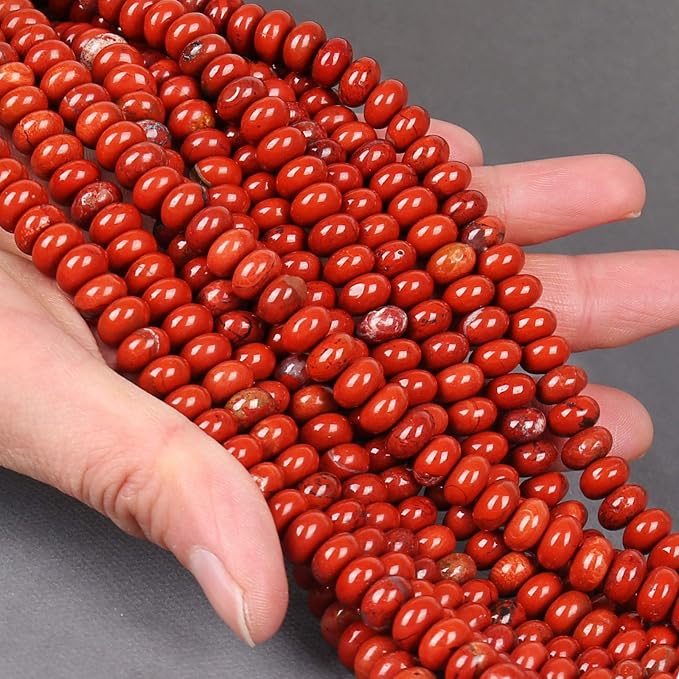 ICAI Beads 5x8mm Natural Red Jasper Rondelle Spacer Loose Beads - Image 3