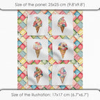 Patchwork Ice Cream Cotton Fabric Panel – 6 Designs + Bonus Sheet 29.5×19.6 inch - Image 6