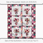 Cotton Satin Fabric Panel with Floral Patchwork Designs – 6 Printed Panels - Image 7
