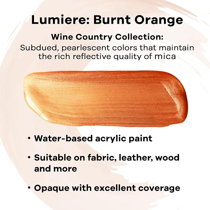 Jacquard Lumiere 2.25oz Fabric Paint Burnt Orange - Image 2