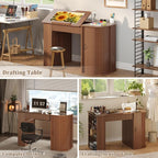 Drafting Table with Storage Cabinet & Drawers, Adjustable Drawing Table with - Image 7