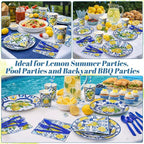 450 Pcs Capri Lemon Party Tableware Set Decorations Mediterranean Blue and - Image 5