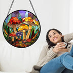 DASTOLL Stained Glass Window Hanging, Jungle Mushrooms Sun Catchers Diamond - Image 2