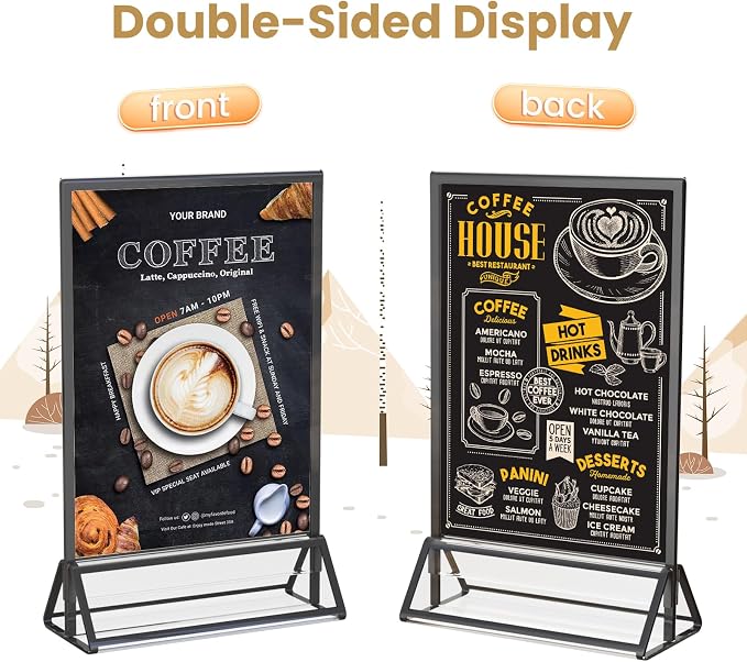 6 Pcs Acrylic Sign Holder 8.5X11 Double-Sided Black Picture Frame | Acrylic - Image 3