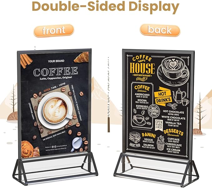 Acrylic Sign Holder 5X7 Double-Sided Black Picture Frame -6 Pack | Acrylic - Image 3