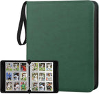 GERMUN 3 Ring 9 Pocket Zipper Card Binder, 720 Double Sided Standard PU Trading by GERMUN