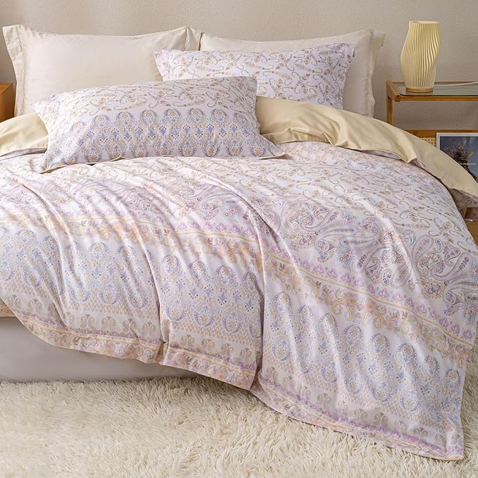 OAITE Duvet Cover Set Queen Size Floral Pattern Ultra Soft 100% Cotton Duvet - Image 2
