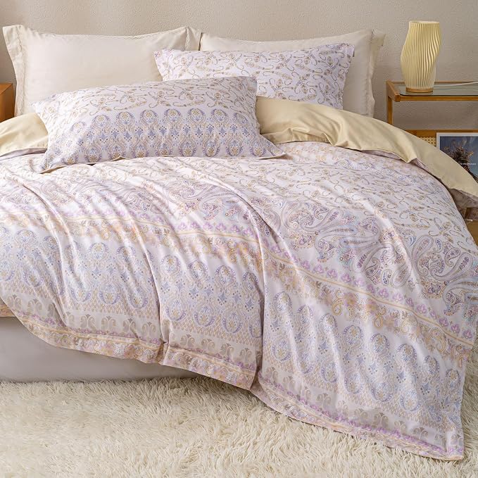OAITE Duvet Cover Set Twin Size Floral Pattern Ultra Soft 100% Cotton Duvet - Image 2