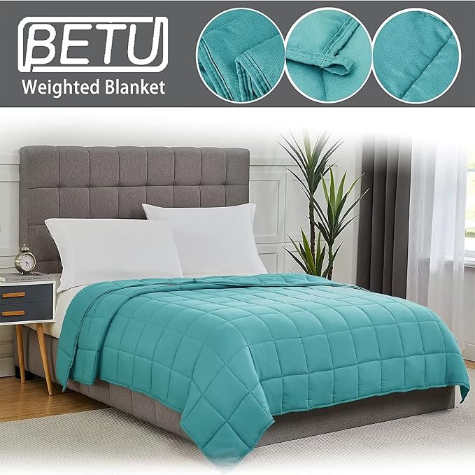 Teal Weighted Blanket for Adults 12lbs, Twin Full Size Cooling Heavy Throw - Image 3