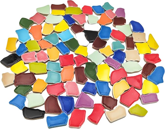 1.1lb Ceramic Mosaic Tiles, Mixed Colour Ceramic Mosaic Pieces - Image 5