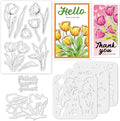 Stamps and Dies for Card Making, Mother's Day Tulip Stamps Die Cut Stencils by ACRNIGHEET