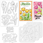 Stamps and Dies for Card Making, Mother's Day Tulip Stamps Die Cut Stencils by ACRNIGHEET