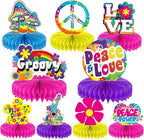 Tevxj 60's Hippie Party Honeycomb Centerpieces 70's Themed Party Supplies Table by Tevxj