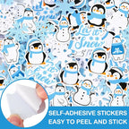 Whaline 500 Pcs Winter Foam Stickers Snowflake Snowman Penguin Bear Decals Self - Image 3