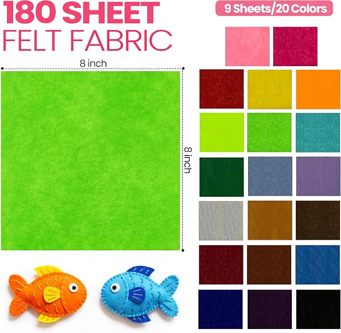 Moukeren 180 Pcs 8 x 8 Inch Felt Sheets Bulk - Image 3