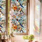 Stained Glass Window Film UV Resistant Window Privacy Film Hummingbird Floral by Aomkmi