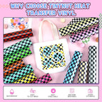 Tintnut Black Base Checkerboard Heat Transfer Vinyl, Checker pattern PU HTV - Image 3
