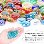 1 LB Sea Blue Flat Glass Beads, 160-180PCS Small Glass Marbles, Mini Flat Round - Image 3