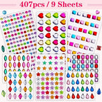 407pcs Gem Stickers Crafts for Kids, Self Adhesive Jewel Stickers, Acrylic - Image 4